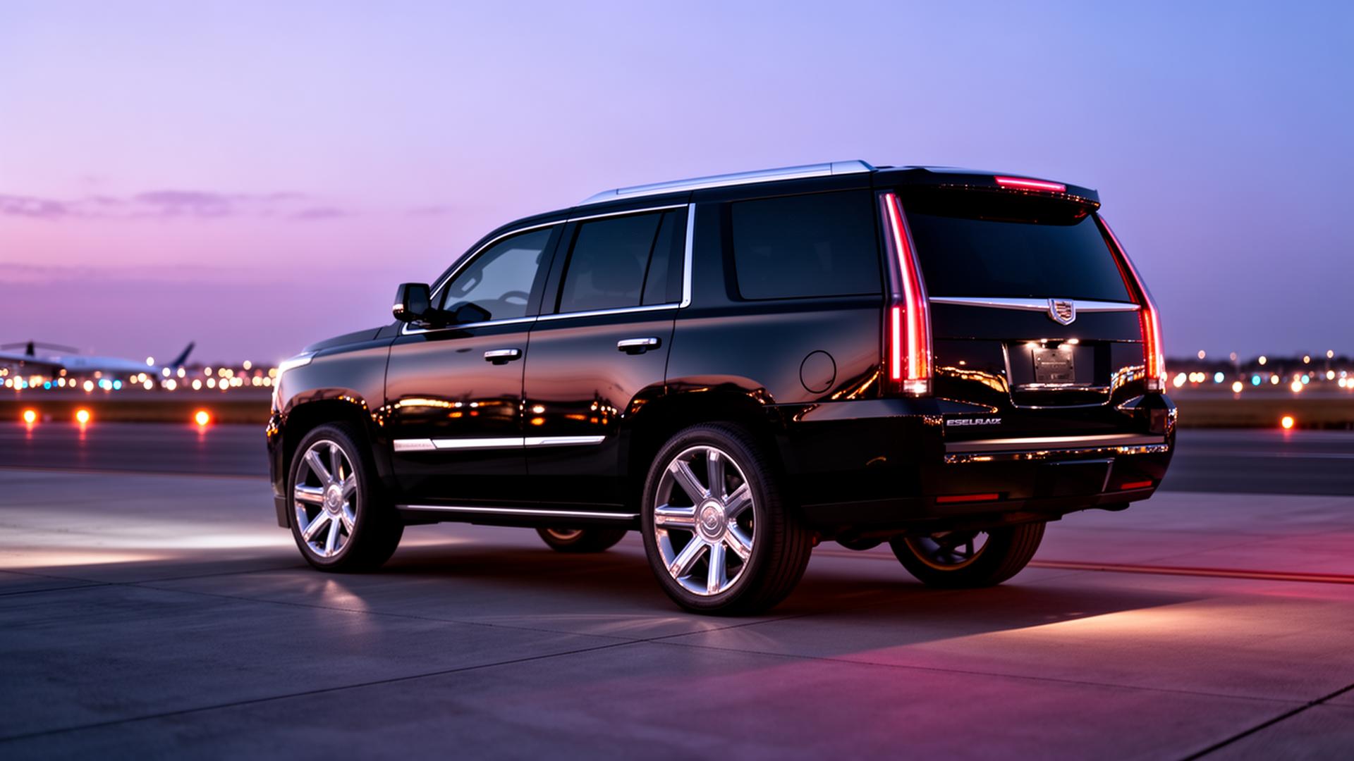 Escalade IQ on private tarmac at dusk